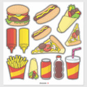 Junk Food Icon Set Stickers Aufkleber (Blatt)
