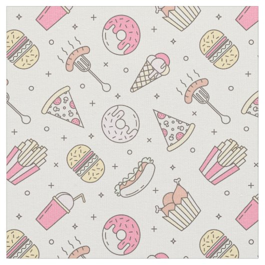 Junk Food Pattern Stoff (Nahaufnahme)