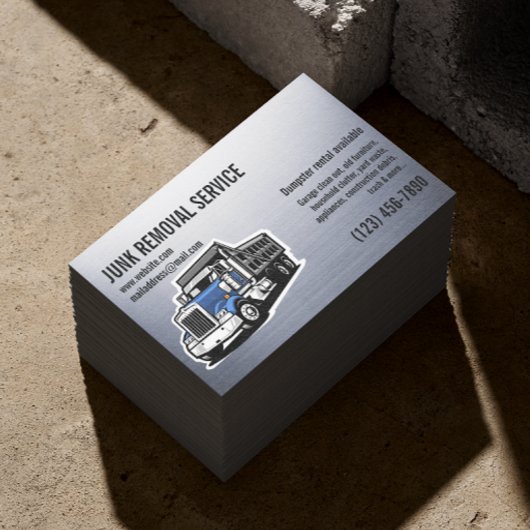 JUNK GARBAGE REMOVAL SERVICES HAULING SILVER VISITENKARTE