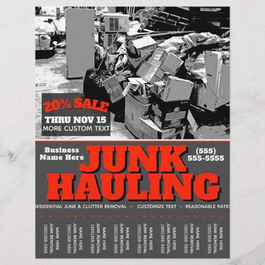 JUNK HAULING GARBAGE REMOVAL Promo Tearsheet Flyer (Vorne)