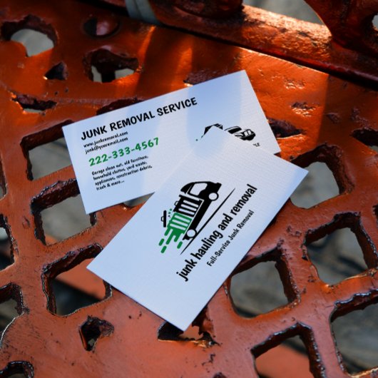 JUNK HAULING TRASH REMOVAL GREEN BLACK VISITENKARTE