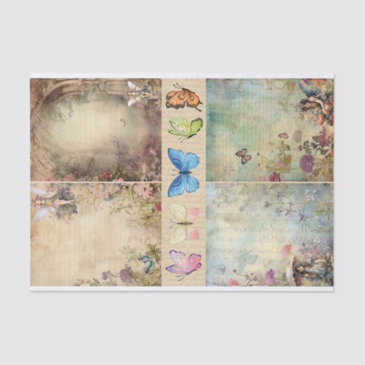 Junk Journal Fairy Collage Seidenpapier (Vorderseite)