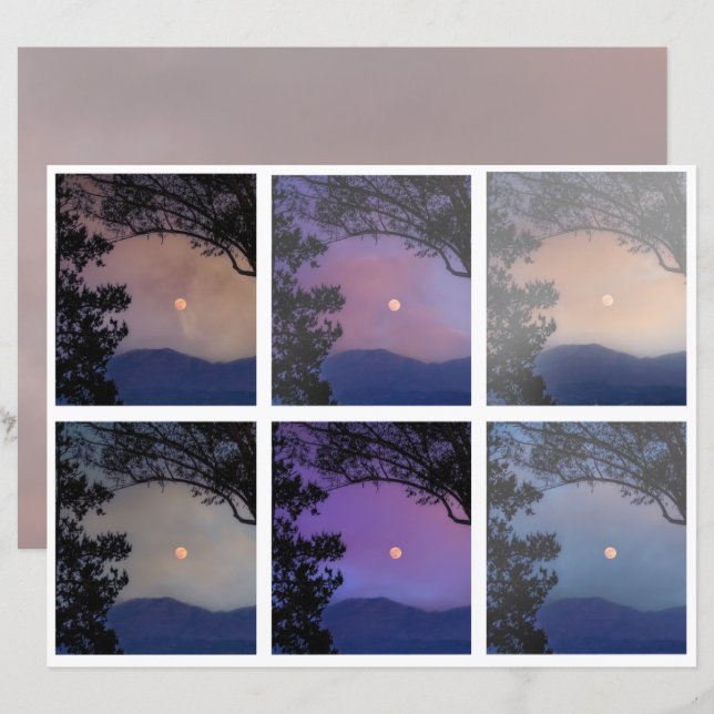 Junk Journal Fee Skies Moon Trees Fantasy 7-12 (Vorne/Hinten)