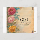 Junk Journal God schreibt noch immer Ihre Geschich Postkarte (Rückseite)