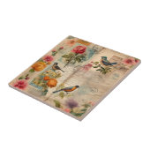 Junk Journal Seite mit Blumen + Vögel -  Fliese (Seite)