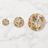 Junk Journal Seite mit Blumen + Vögel -  Konfetti (Vorderseiten)