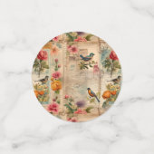 Junk Journal Seite mit Blumen + Vögel -  Konfetti (Klein Vorderseite)