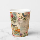 Junk Journal Seite mit Blumen + Vögel -  Pappbecher (Rechts)