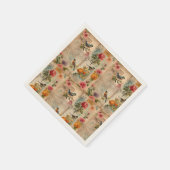 Junk Journal Seite mit Blumen + Vögel -  Serviette (Ecke)