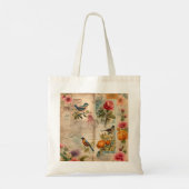 Junk Journal Seite mit Blumen + Vögel -  Tragetasche (Rückseite)