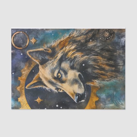 Junk Journal Wolf Seidenpapier (Vorderseite)