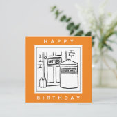 Junk Mail und Dustbin-Cartoon Karte (Stehend Vorderseite)