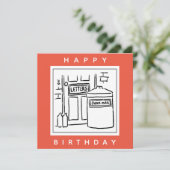 Junk Mail und Dustbin-Cartoon Karte (Stehend Vorderseite)