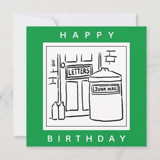 Junk Mail und Dustbin-Cartoon Karte (Vorderseite)