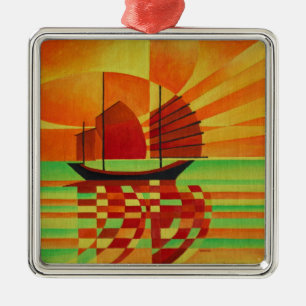 Junk on Sea of Green Cubist Abstrakt Ornament Aus Metall