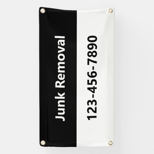 Junk Removal Black and White Business Phone Number Banner (Vertikal)