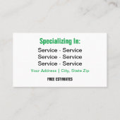 Junk Removal Business Cards Visitenkarte (Rückseite)