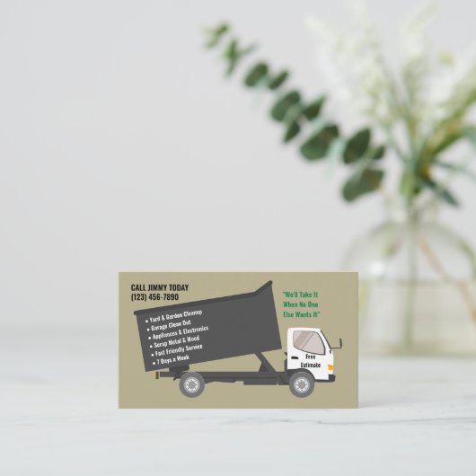 Junk Removal Company Visitenkarte (Stehend Vorderseite)