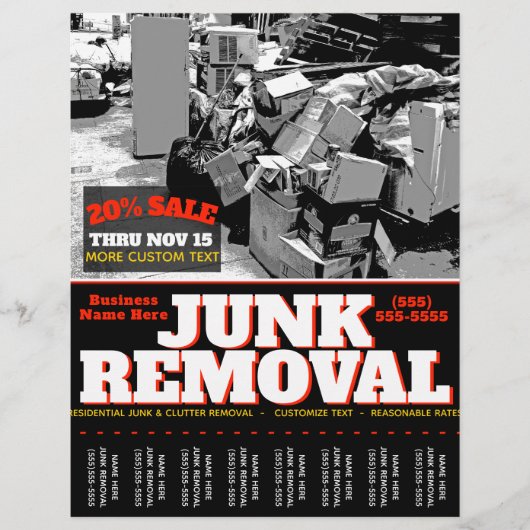 JUNK REMOVAL.GARBAGE HAULING Werbeblatt Flyer (Vorne)