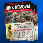 Junk Removal Phone Number Flyer<br><div class="desc">Schild zum Entfernen von Junk in Rot und Schwarz</div>