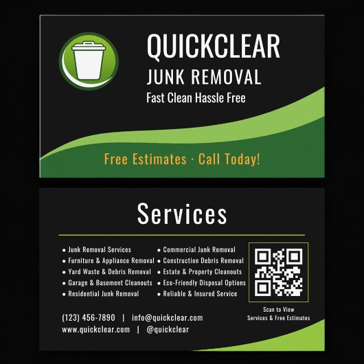 Junk Removal QR Code Professional Visitenkarte