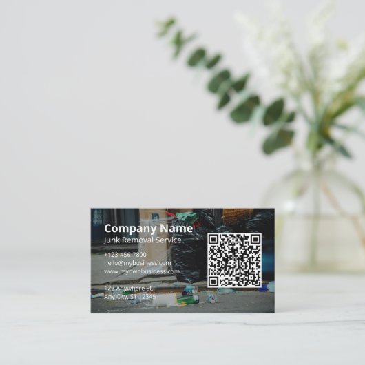 Junk Removal Service Visitenkarte (Stehend Vorderseite)