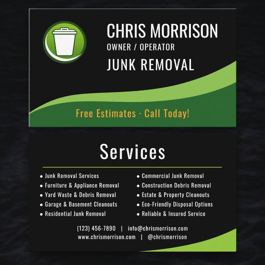 Junk Removal Service Visitenkarte