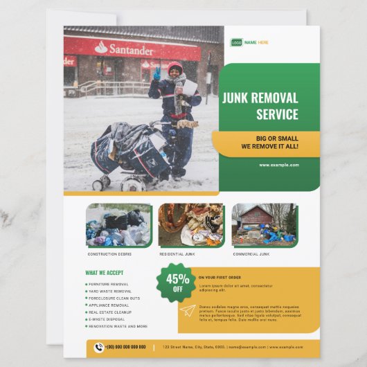Junk Removal Services Flyer Template (Vorderseite)