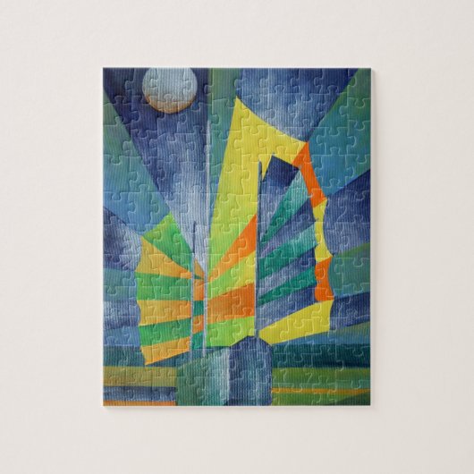 Junk vor dem Hintergrund des Seidenmondes Puzzle (Vertikal)