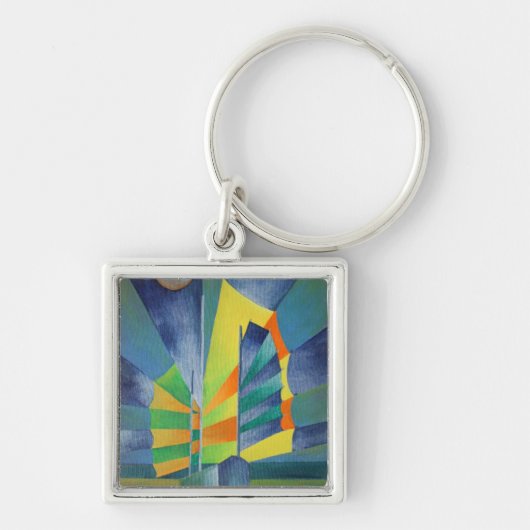 Junk vor dem Hintergrund des Seidenmondes Schlüsselanhänger (Vorne)