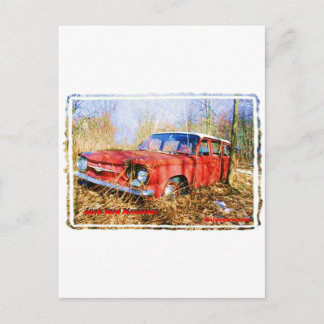Junk Yard Erinnerungen Red Corvair Station Wag Postkarte
