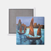 Junks in der absteigenden Drachenbucht Magnet (Vorderseite/Rückseite)