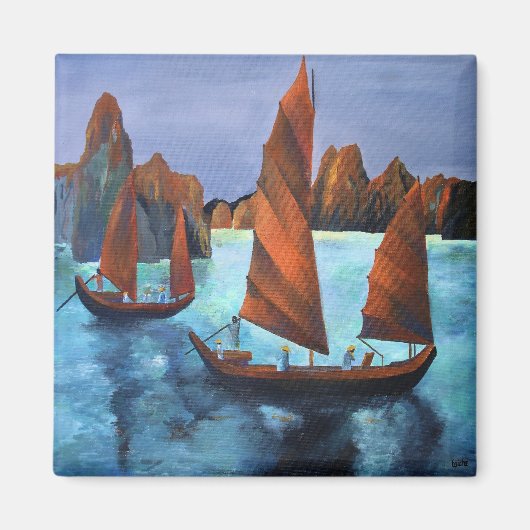 Junks in der absteigenden Drachenbucht Magnet (Vorne)