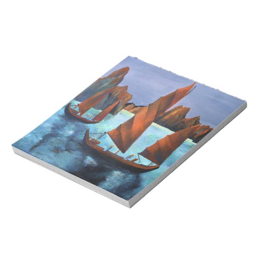 Junks in der absteigenden Drachenbucht Notizblock (Rotiert)