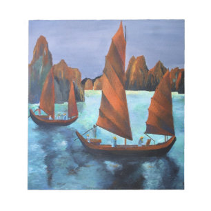 Junks in der absteigenden Drachenbucht Notizblock