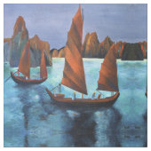 Junks in der absteigenden Drachenbucht Stoff (Nahaufnahme)