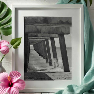 Juno Beach Pier Schwarz-Weiß-Fotografie Fotodruck