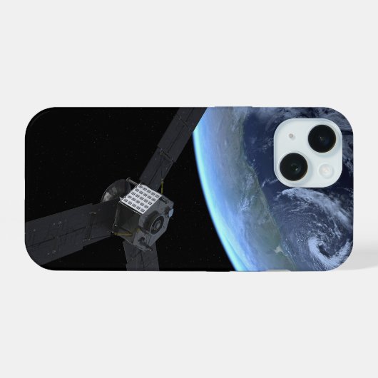 Juno Raumfahrzeug während der Erde Flyby iPhone 15 Hülle (Rückseite (Horizontal))