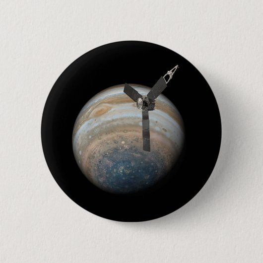 Juno-Raumsonde auf dem Planeten Jupiter Button (Vorderseite)