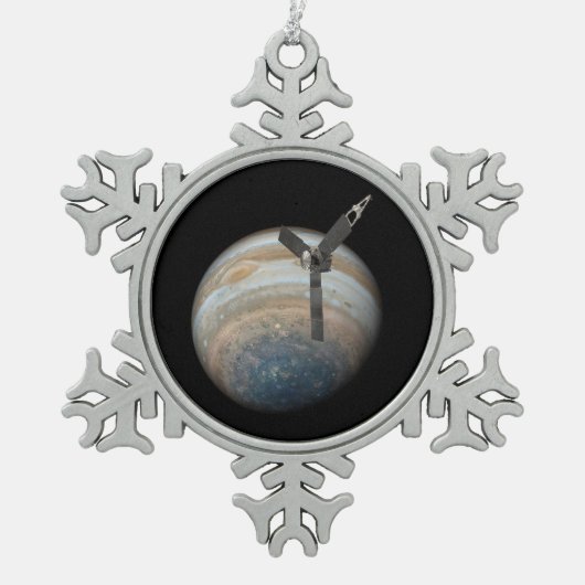 Juno-Raumsonde auf dem Planeten Jupiter Schneeflocken Zinn-Ornament (Vorderseite)