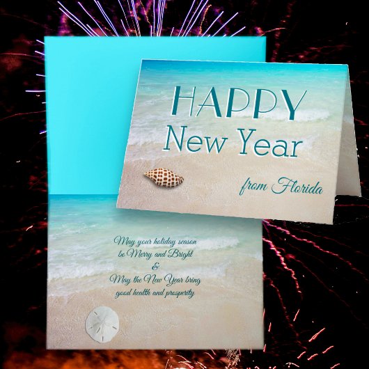 Junonia Beach Happy New Year Holiday Card Karte