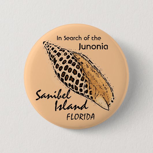 Junonia Muschel Sanibel Insel-Spaßknopf Button (Vorderseite)
