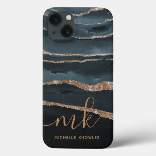Junter Granite Marble Gold Texture Custom Initials Case-Mate iPhone Hülle