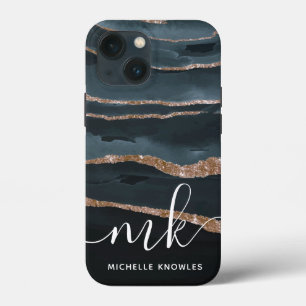 Junter Granite Marble Gold Texture Custom Initials Case-Mate iPhone Hülle