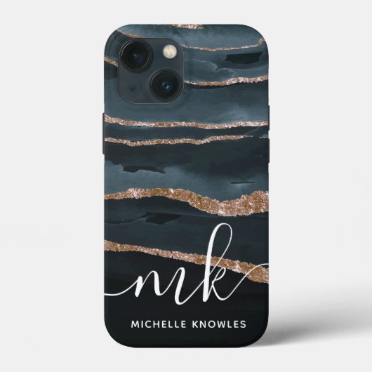 Junter Granite Marble Gold Texture Custom Initials Case-Mate iPhone Hülle (Rückseite)