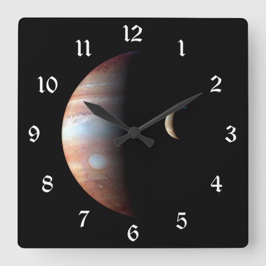 Jupiter 5th Planet mit Cassini Solar System Quadratische Wanduhr (Vorderseite)