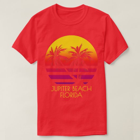 Jupiter Beach Florida Tropical Palm Trees Sunset V T-Shirt (Design vorne)