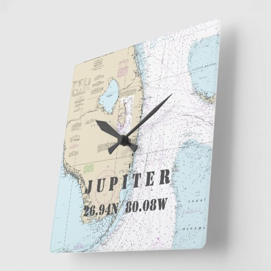Jupiter FL Breitenlängsdiagramm Quadratische Wanduhr (Winkel)