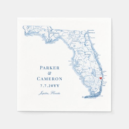 Jupiter Florida Karte Elegant Wedding Serviette (Vorderseite)