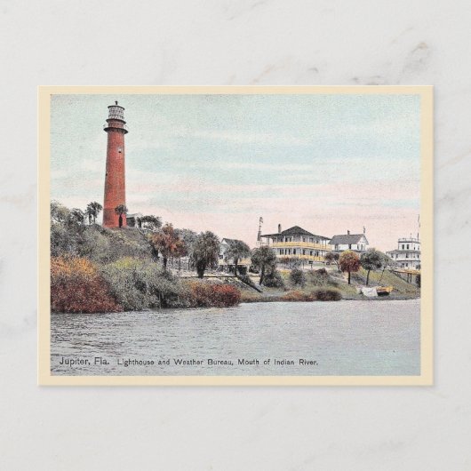 Jupiter Florida Leuchtturm vintage Postkarte (Vorderseite)